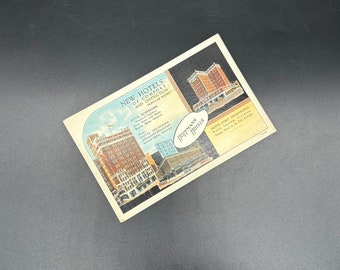 Vintage Postcard Hoffman Hotels Indiana Architecture 1940s Advertising Print