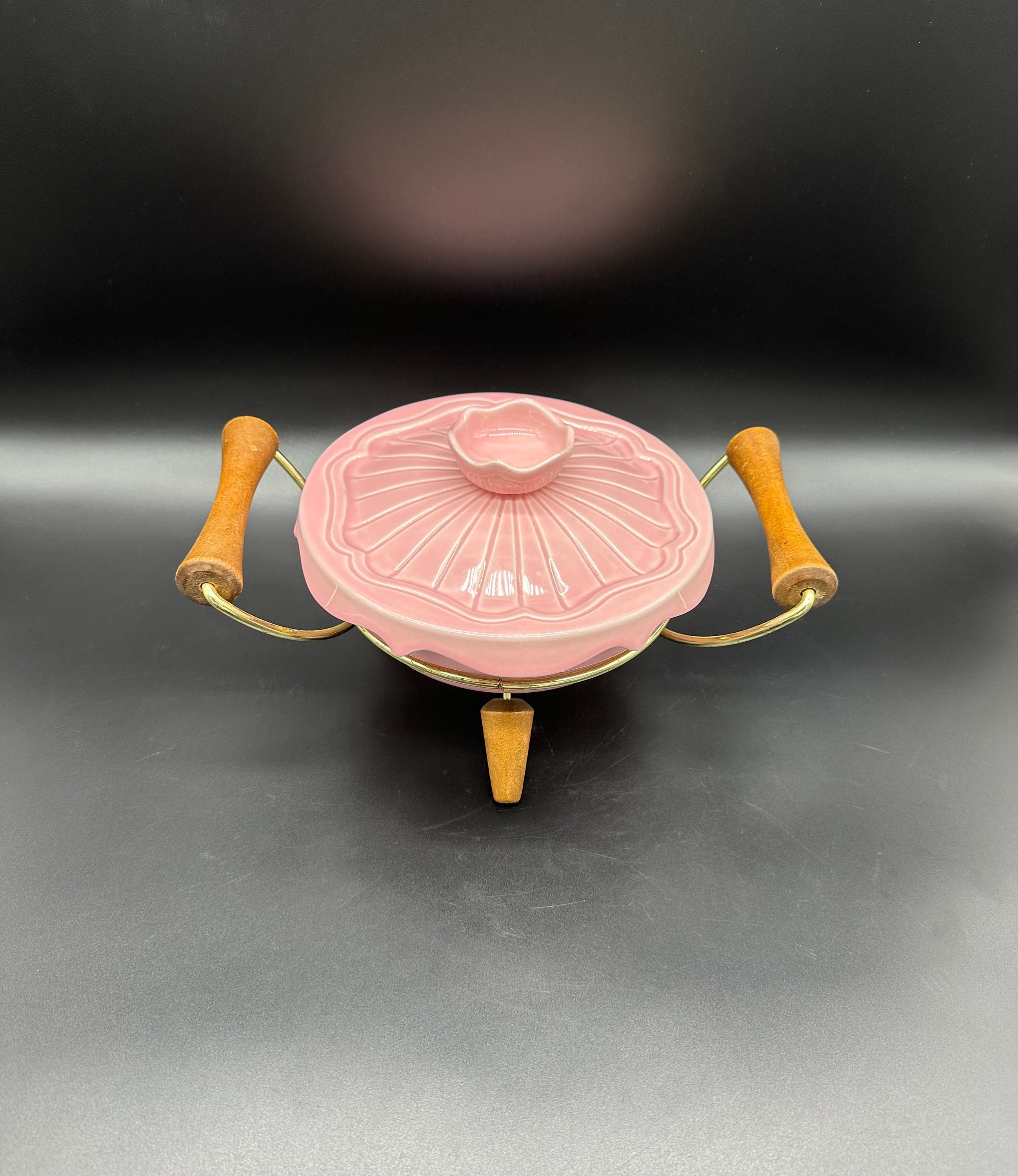 Vintage Atomic Casserole Dish Wire Holder Miramar Pottery