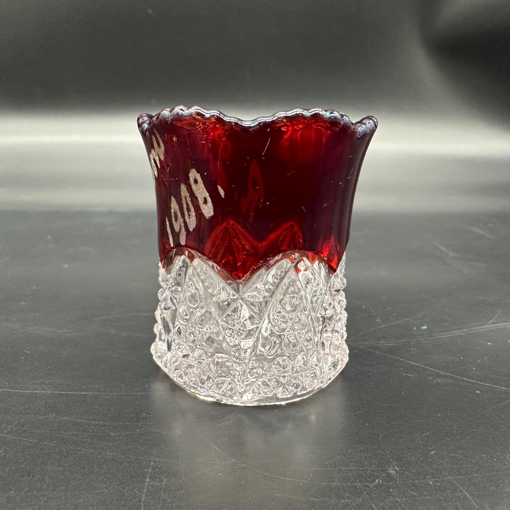 Antique EAPG 1908 Ruby Red Glass Toothpick Holder Vintage Souvenir RL ...