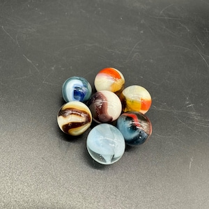 Vintage Glass Swirl Marbles Lot Of 7 Toy Collectible Display Decor Some Glow