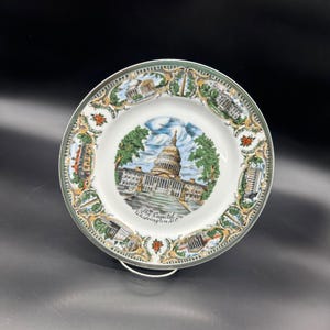 Vintage Washington DC Souvenir Plate Ceramic Japan 1970s Retro Travel Decor