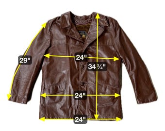 Vintage Leather Jacket Zip Lining Startown USA 1970s Mens Disco 44