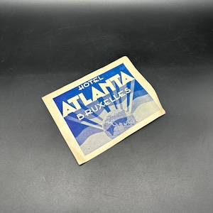 Antique Luggage Label Hotel Atlanta Brussels Belgium Souvenir Sticker