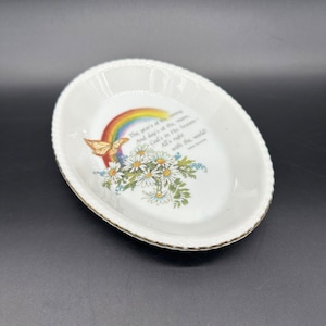 Vintage Trinket Dish Rainbow Butterfly Japan 1980 Designers Collection Porcelain