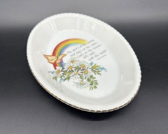 Vintage Trinket Dish Rainbow Butterfly Japan 1980 Designers Collection Porcelain