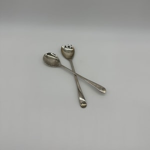 Vintage Italian Salad Fork Spoon Utensils Silverplated Metal Italy