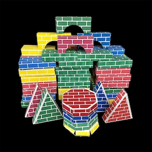 Bloques de construcción de cartón antiguos Lillian Vernon EE. UU. Lote de 45 niños en edad preescolar