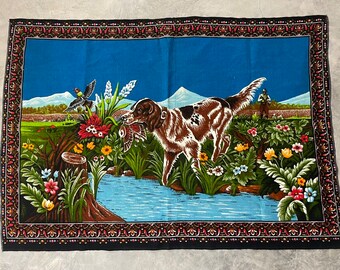 Pointer Bird Dog Tapestry Vintage Wall Hanging  Turkish ATC Cotton