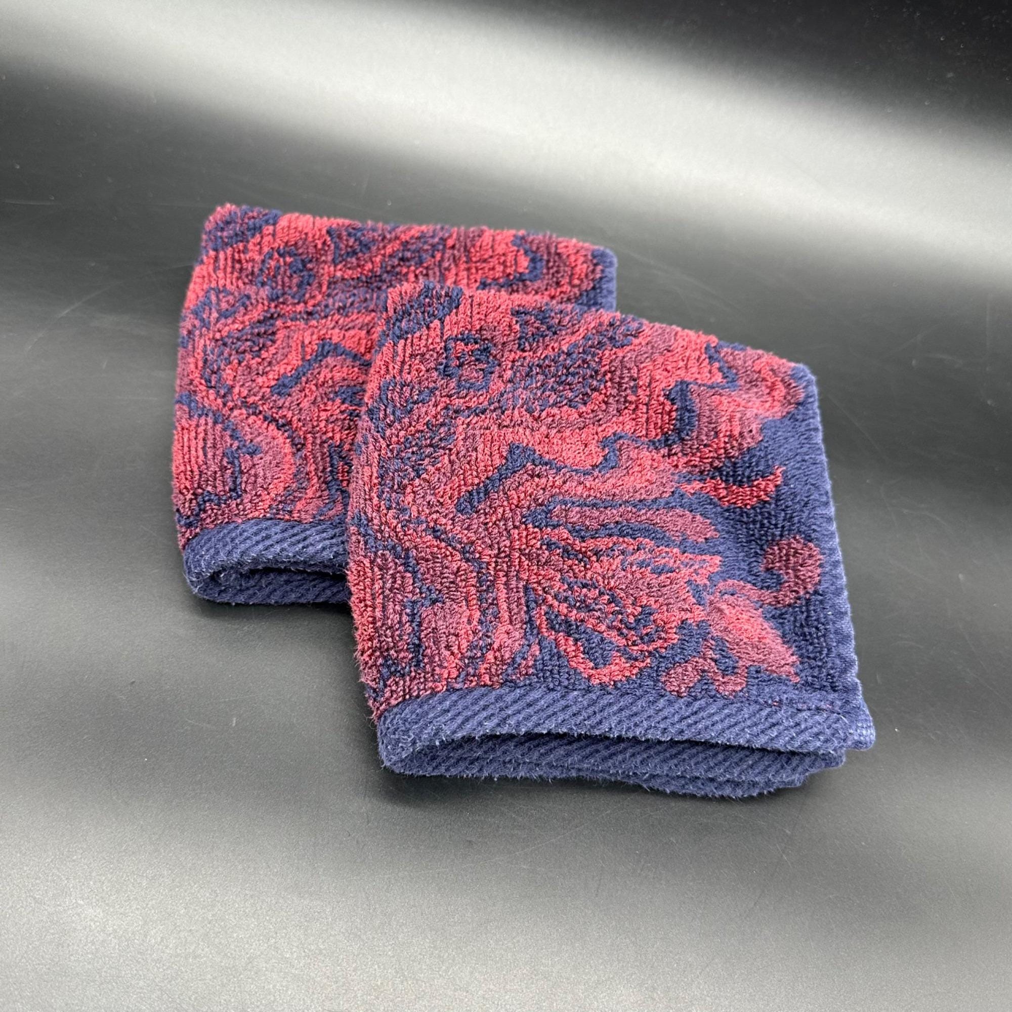 Lauren Ralph Lauren Washcloth Set Of 2 Maroon Navy Blue Cotton Bathroom