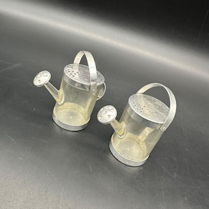 Vintage 1950s Watering Can Salt and Pepper Shakers Plastic Metal Kitschy