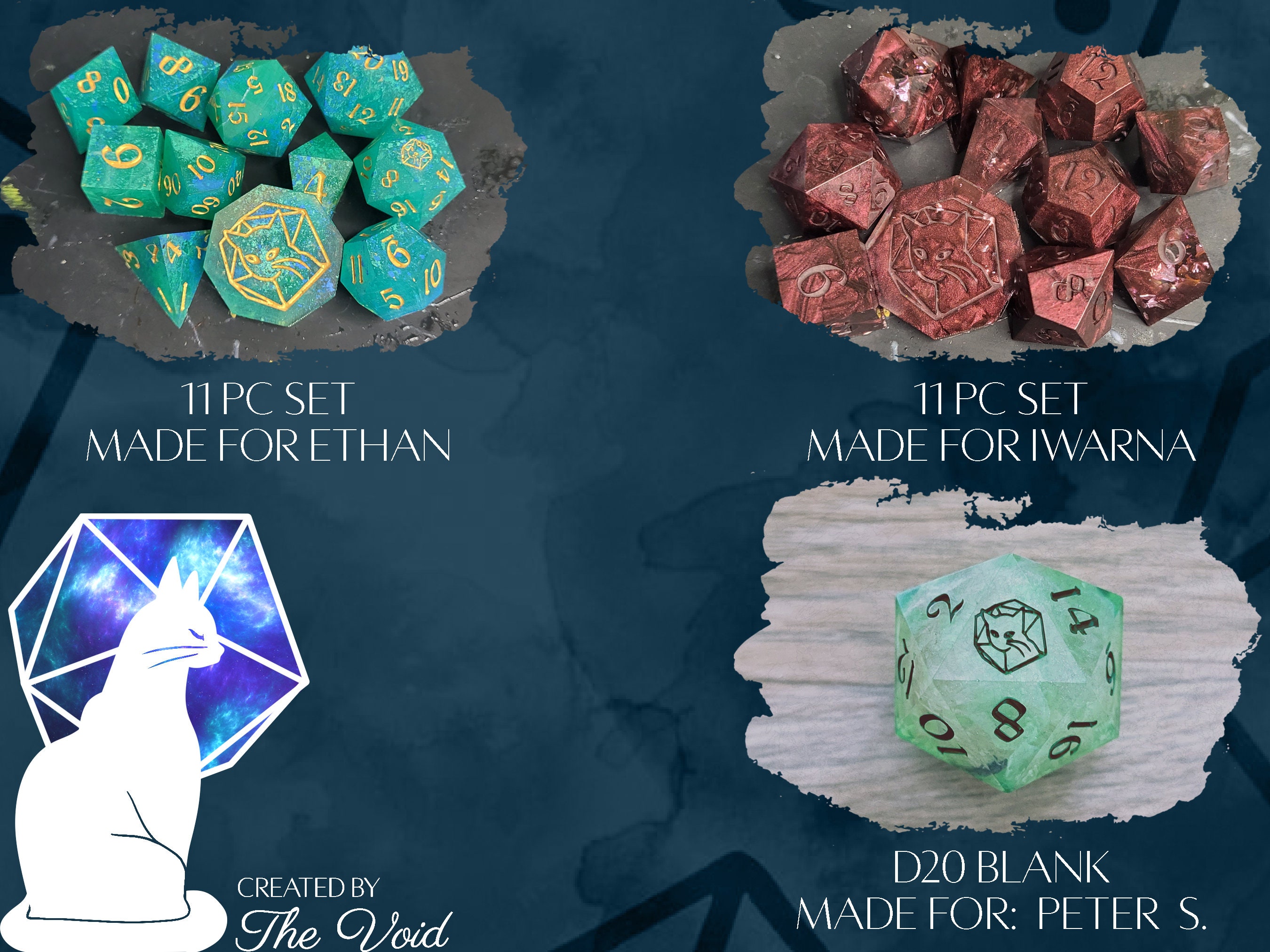 Custom Dice Dice Commission 2 OR 4 Piece Polyhedral DND D20 Dice Set Etsy