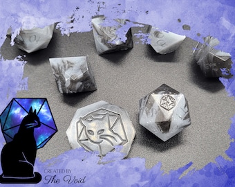 9 OR 10 Piece Polyhedral DND Dice Set | Noir Dice Version 2 | Moon Dust