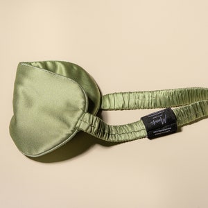 Muraki 100% 22 Momme Mulberry Silk Oversize Eye Mask-Silk Floss filling-Blackout Super Soft Breathable Sleep Mask Sage Green image 6