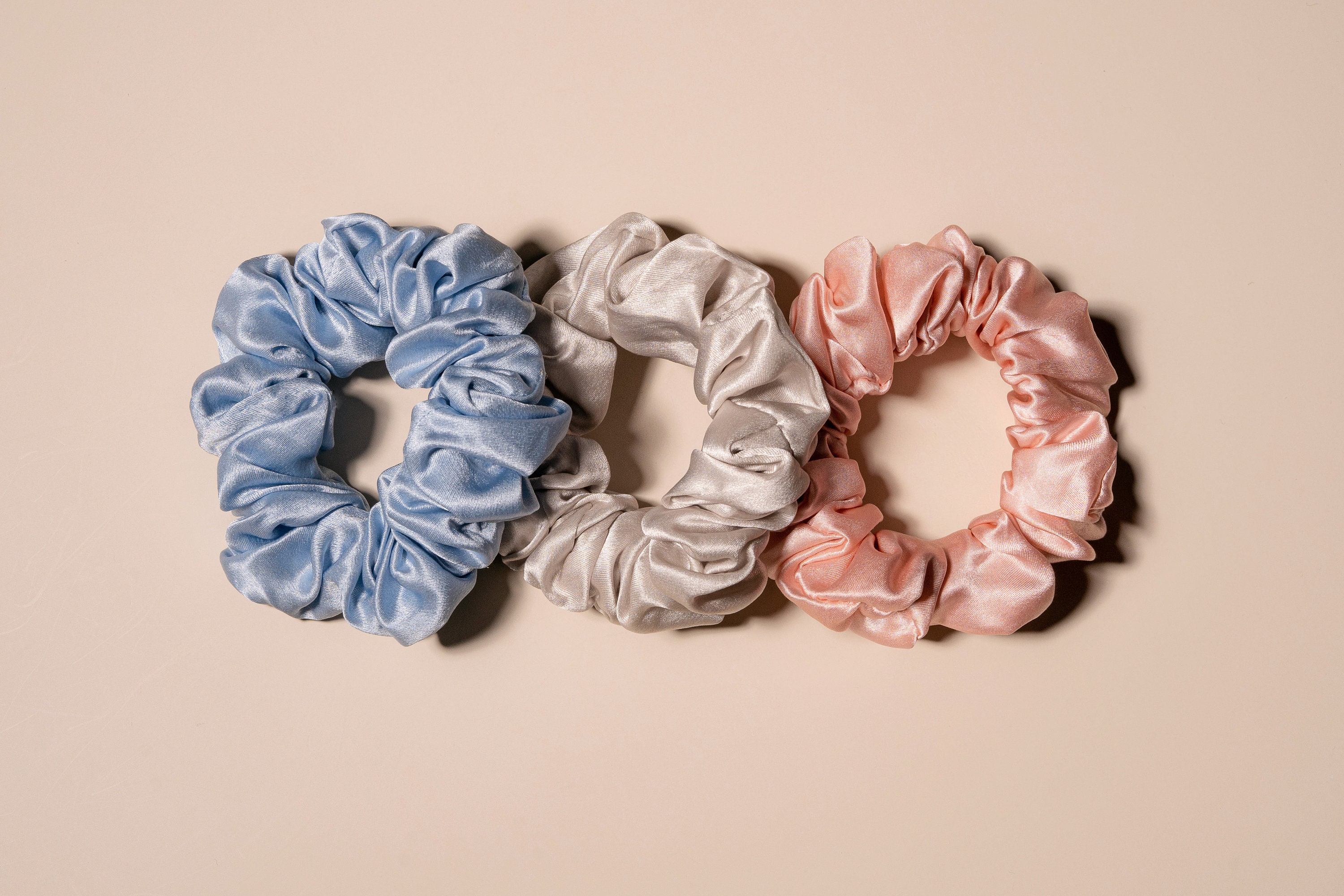 Silk Scrunchies Set of 3 Mulberry 22 Momme Hair Ties for All Hair Types Silk Hair Scrunchies | Sets of 3 Large Scrunchies | Fishers  main image 4