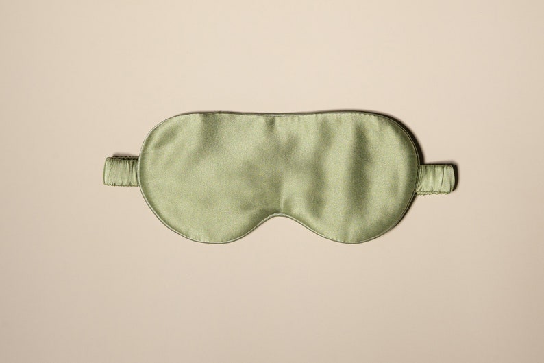 Muraki 100% 22 Momme Mulberry Silk Oversize Eye Mask-Silk Floss filling-Blackout Super Soft Breathable Sleep Mask Sage Green image 2