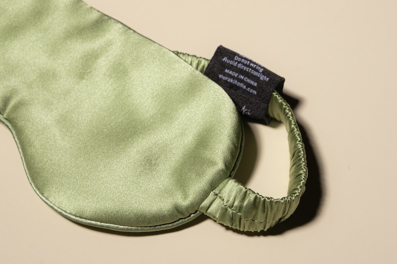 Muraki 100% 22 Momme Mulberry Silk Oversize Eye Mask-Silk Floss filling-Blackout Super Soft Breathable Sleep Mask Sage Green image 5