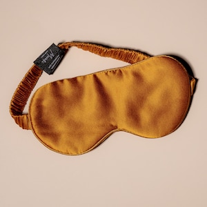 Muraki 100% 22 Momme Mulberry Silk Eye Mask-Silk Floss filling-Blackout Super Soft Breathable Sleep Mask Burnt Orange image 4