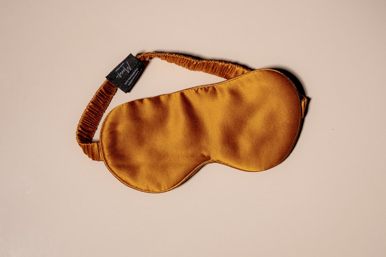 Muraki 100% 22 Momme Mulberry Silk Eye Mask-Silk Floss filling-Blackout Super Soft Breathable Sleep Mask Burnt Orange image 4