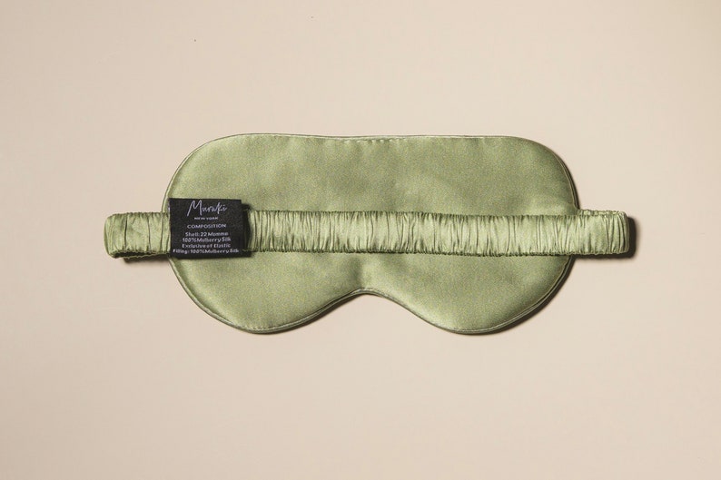 Muraki 100% 22 Momme Mulberry Silk Oversize Eye Mask-Silk Floss filling-Blackout Super Soft Breathable Sleep Mask Sage Green image 3