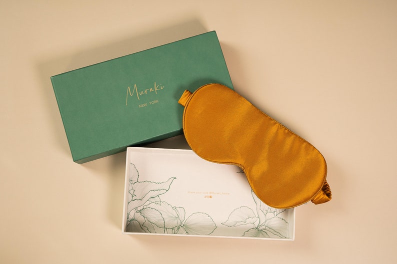 Muraki 100% 22 Momme Mulberry Silk Eye Mask-Silk Floss filling-Blackout Super Soft Breathable Sleep Mask Burnt Orange image 7