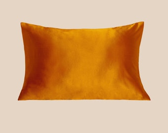 Muraki 100% Pure 22 Momme Mulberry Silk Pillowcase for Hair and Skin- Soft Queen Size Pillow Cover with Envelope Closure - Burnt Orange