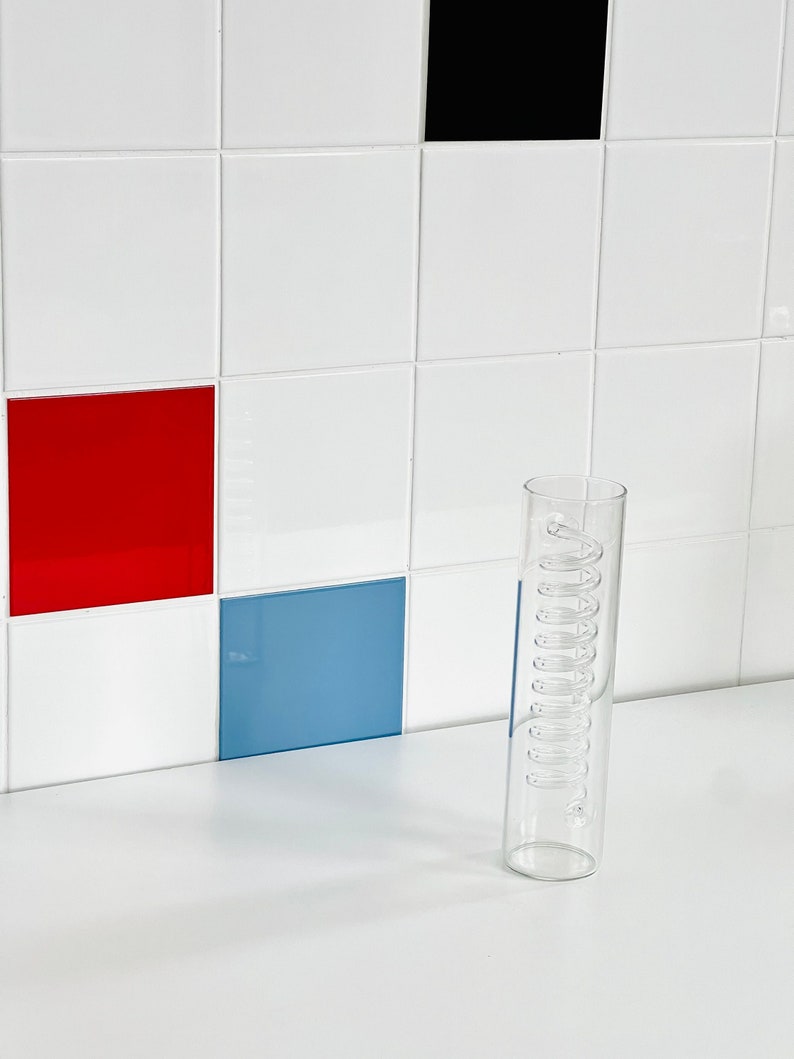 Retro IKEA Bambus Swedish PS Clear Glass Spiral Vase by Ehlen Etsy