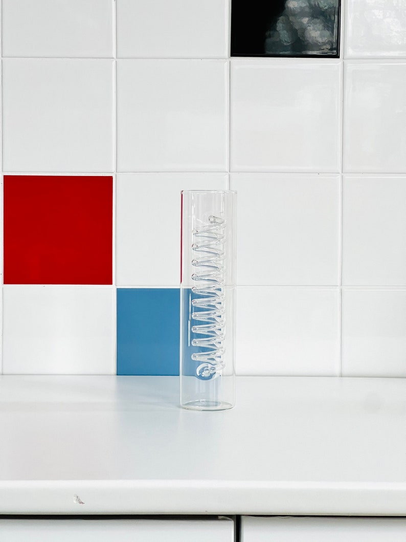 Retro IKEA Bambus Swedish PS Clear Glass Spiral Vase by Ehlen Etsy