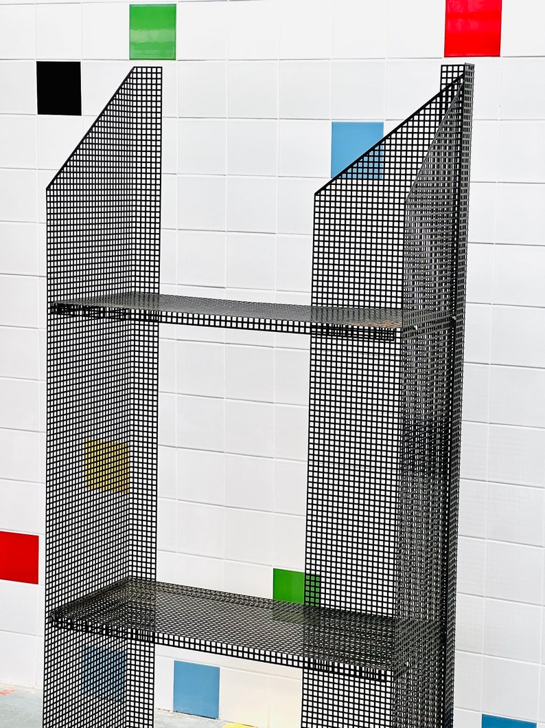 Postmodern 80s Perforated Metal Shelving Unit Etsy