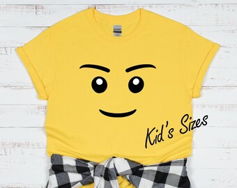Kids Heavy Cotton Tee - Smiling Building Block Face