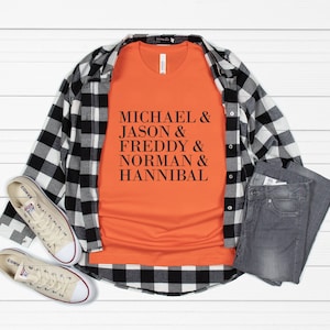 Halloween Horror Classics Typography Shirt | Michael Jason Freddy Normal Hannibal