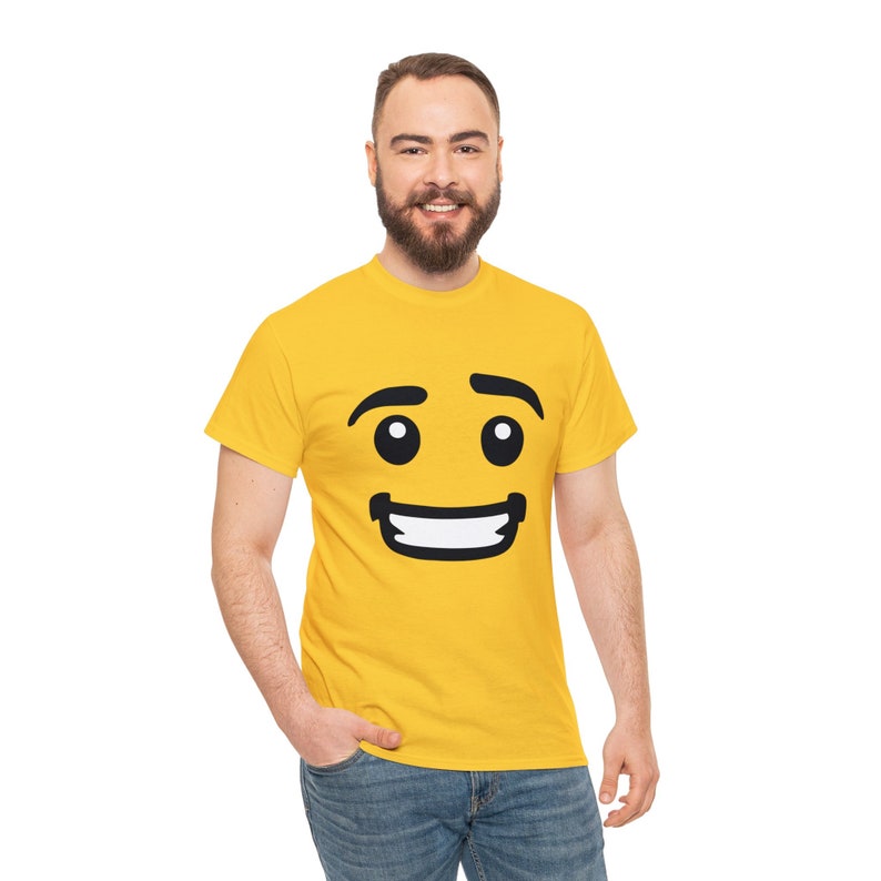 Building Block Head Smiling Face T-shirt for Building Block Party - Etsy