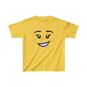 Building Block Girl Face T-shirt, Freckles Party Tee image 2