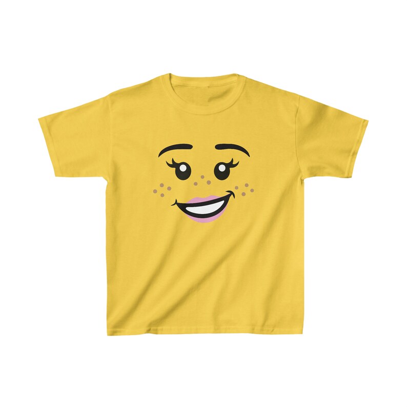 Building Block Girl Face T-shirt, Freckles Party Tee image 2
