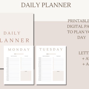 Daily Planner | Digital Planner | Digital To-Do | Printable Planner | Daily Task Planner | Time Manager Plan