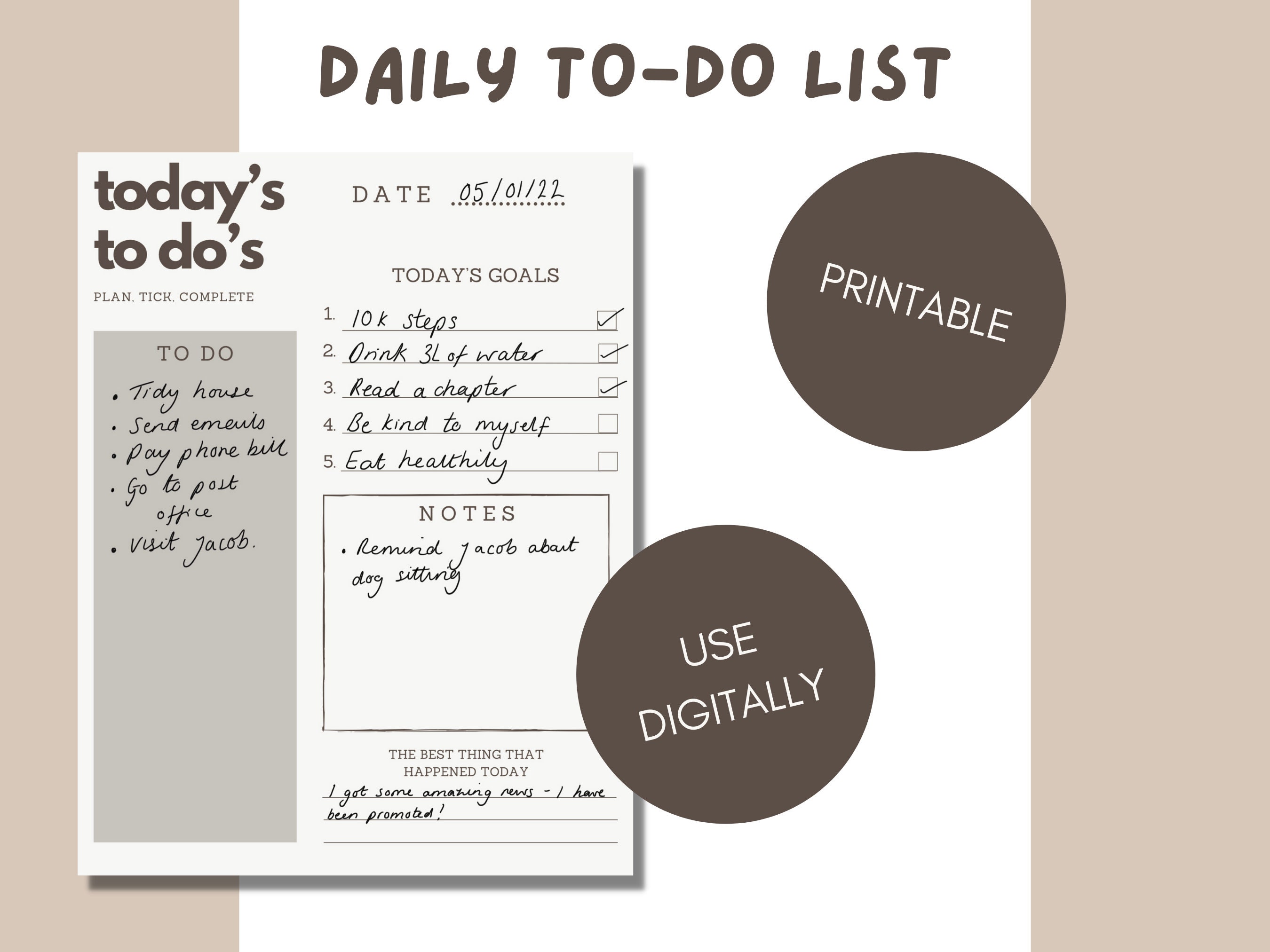 Printable to Do List Digital to Do List to Do List Digital List Daily