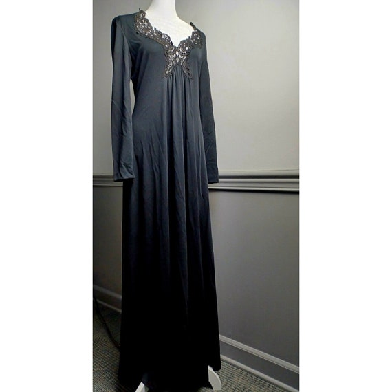 VTG 80s Black Maxi Dress R&K Originals Sz M/L Cro… - image 7