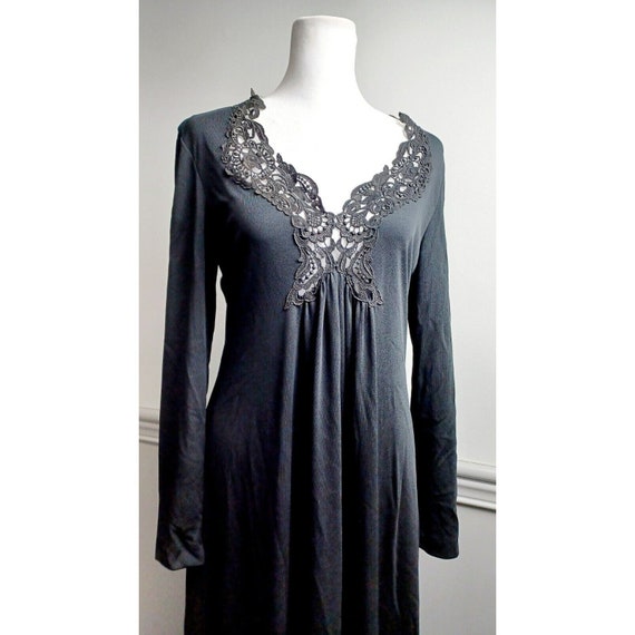 VTG 80s Black Maxi Dress R&K Originals Sz M/L Cro… - image 1