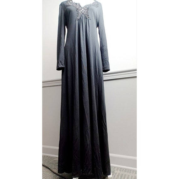 VTG 80s Black Maxi Dress R&K Originals Sz M/L Cro… - image 6