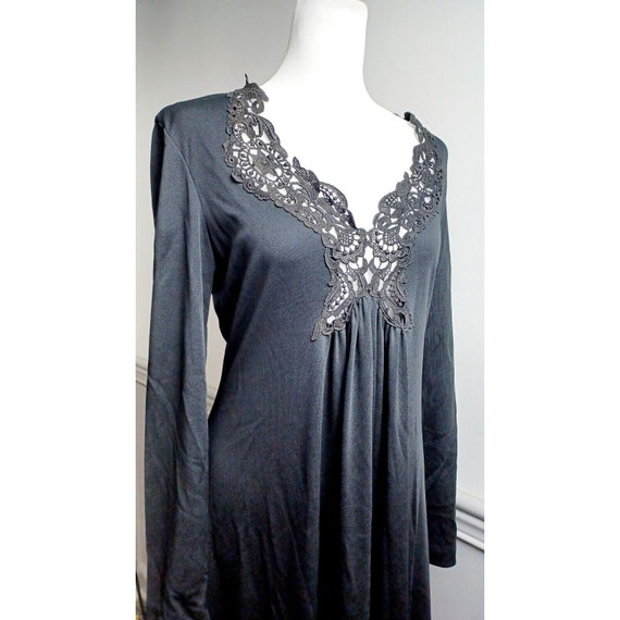 VTG 80s Black Maxi Dress R&K Originals Sz M/L Cro… - image 3