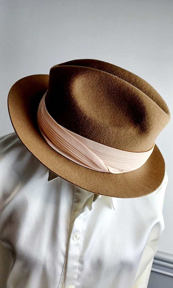 Astre Vintage Fedora 100% Wool, Union Label, Taup… - image 2
