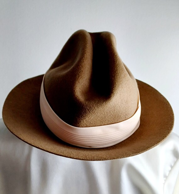 Astre Vintage Fedora 100% Wool, Union Label, Taup… - image 4