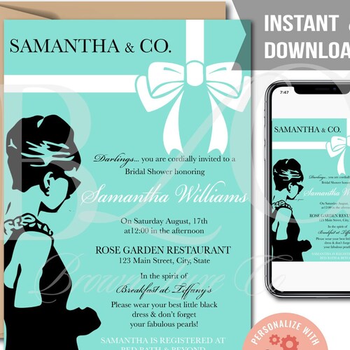 Breakfast at Tiffany's Invitation Printable Editable - Etsy