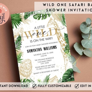 Safari Wild One Baby Shower Uitnodiging, Safari Baby Shower Uitnodiging, Wild One Uitnodiging, Zoo Safari Baby Shower Uitnodiging
