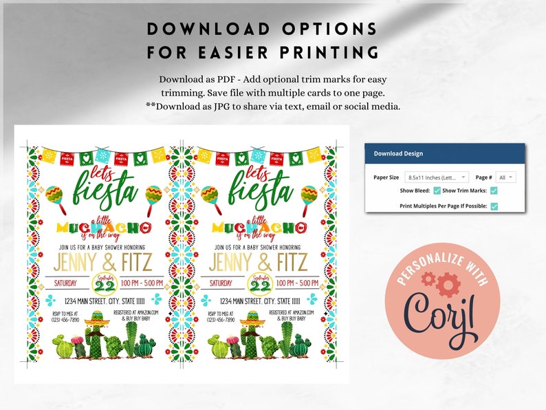 Editable Fiesta Baby Shower Invitation, Fiesta Baby Shower, Baby Shower