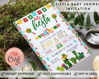 Editable Fiesta Baby Shower Invitation, Fiesta Baby Shower, Baby Shower Fiesta Invitation, Cinco de Mayo Theme Invitation