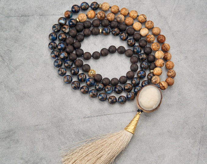The Entrepreneur’s Mala - Picture and Impression Jasper Sandalwood Mala