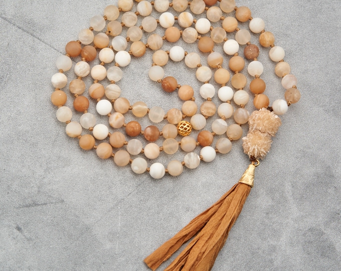RELEASE INHIBITIONS - Handmade 108 African Yellow Opal Beaded Mala Necklace