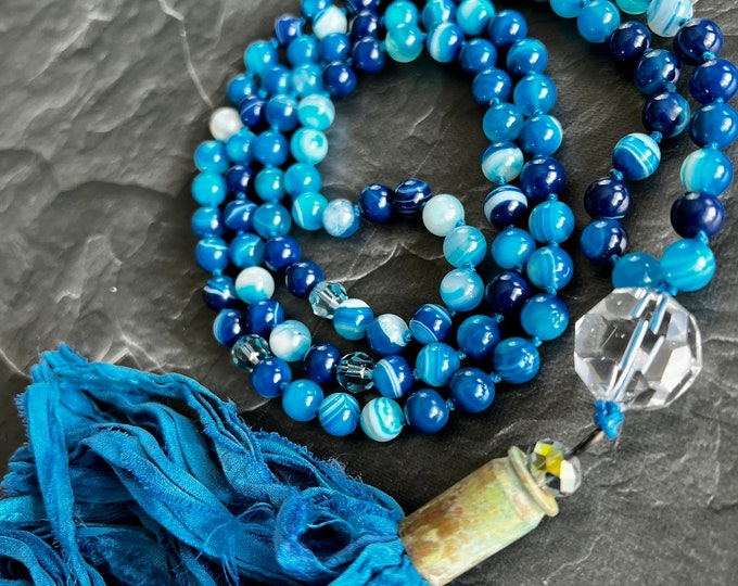 The Mala of Abundance - Blue Agate
