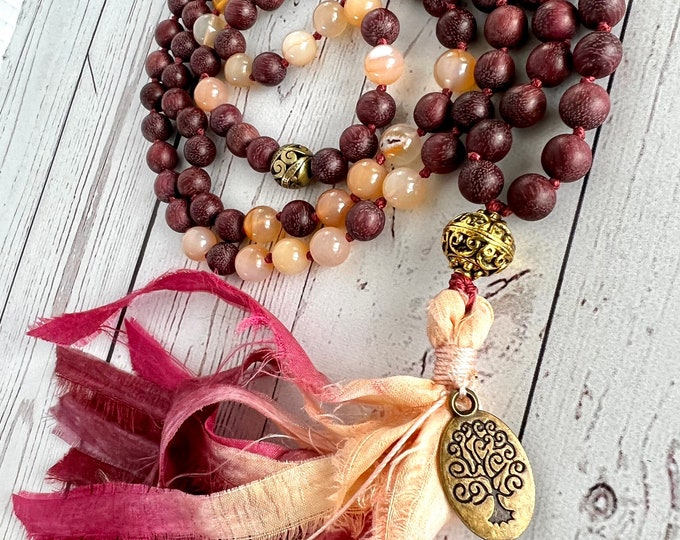 The Mind-Sharpener Mala - Sandalwood and Red Agate