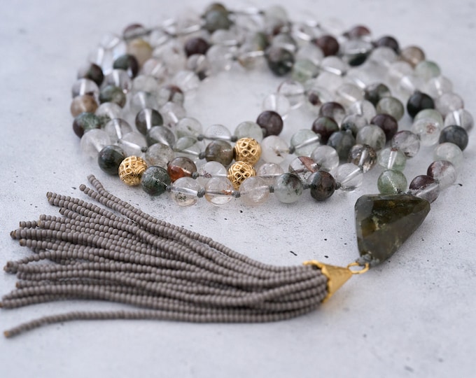 The Mala of Transformation - Phantom Quartz Beaded Mala